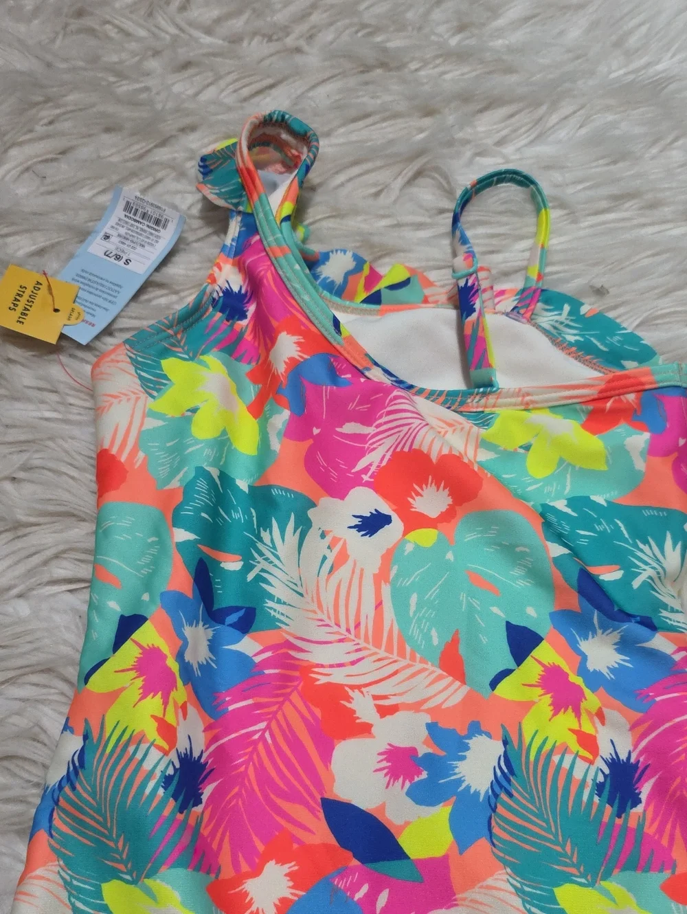 NWT Cat & Jack One Piece Tropical Bathing Suit- S Or 6/7